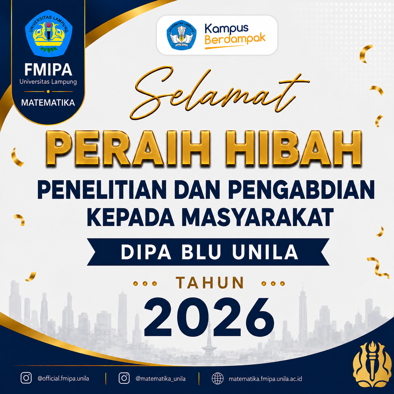 Penguatan Riset dan Pengabdian, Dosen Jurusan Matematika FMIPA Unila Raih Hibah Tahun 2026