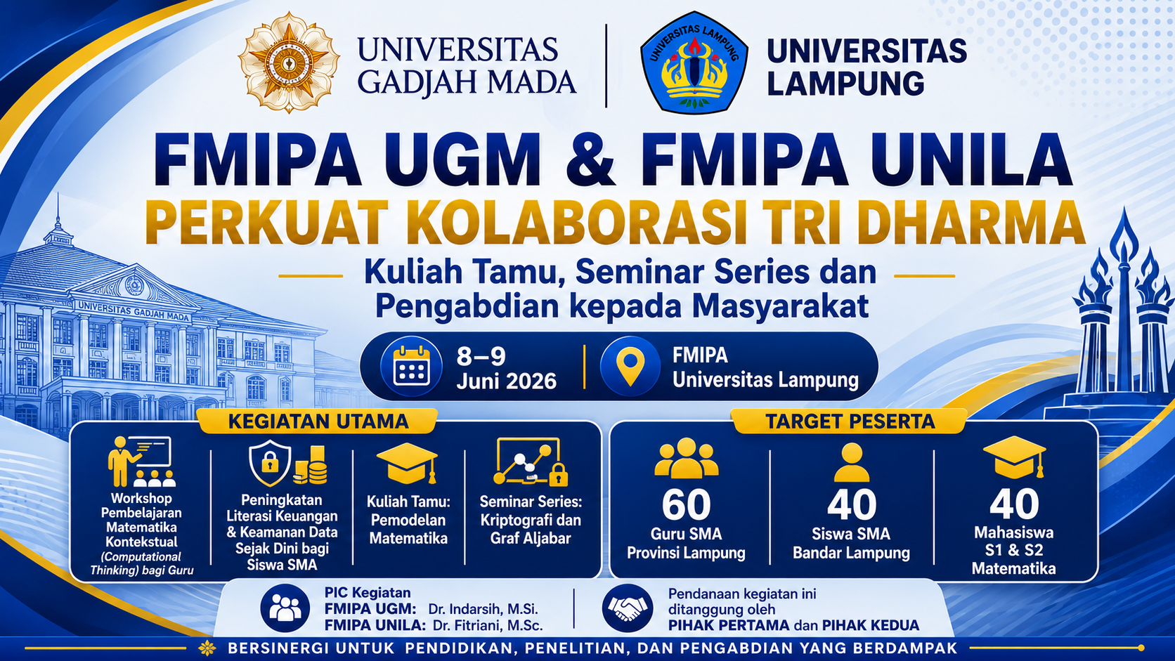 FMIPA UGM dan FMIPA UNILA Perkuat Kolaborasi Tri Dharma melalui Kuliah Tamu, Seminar Series, dan Pengabdian kepada Masyarakat